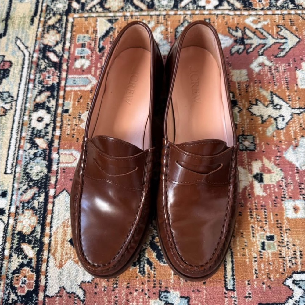 J. Crew | Winona penny loafers in spazzolato leather - Caramel - size 9H (9.5)